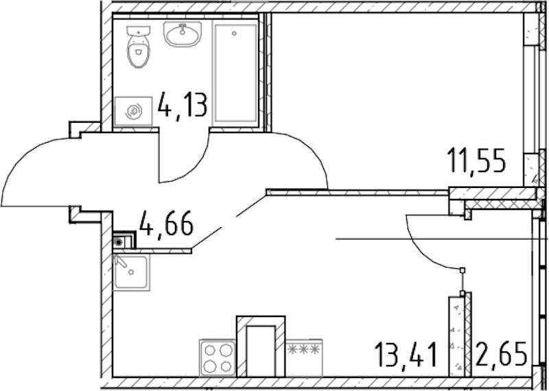 1-комнатная квартира 33.75 м², 17/23 эт., ЖК «Город Первых»